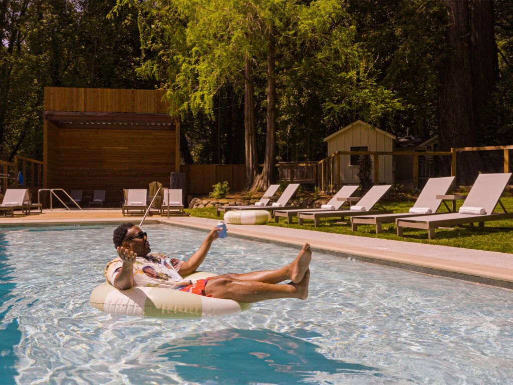 Noel having a pool day at dawn ranch