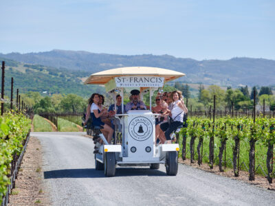 wine tasting trolley experience at st francis sonoma county