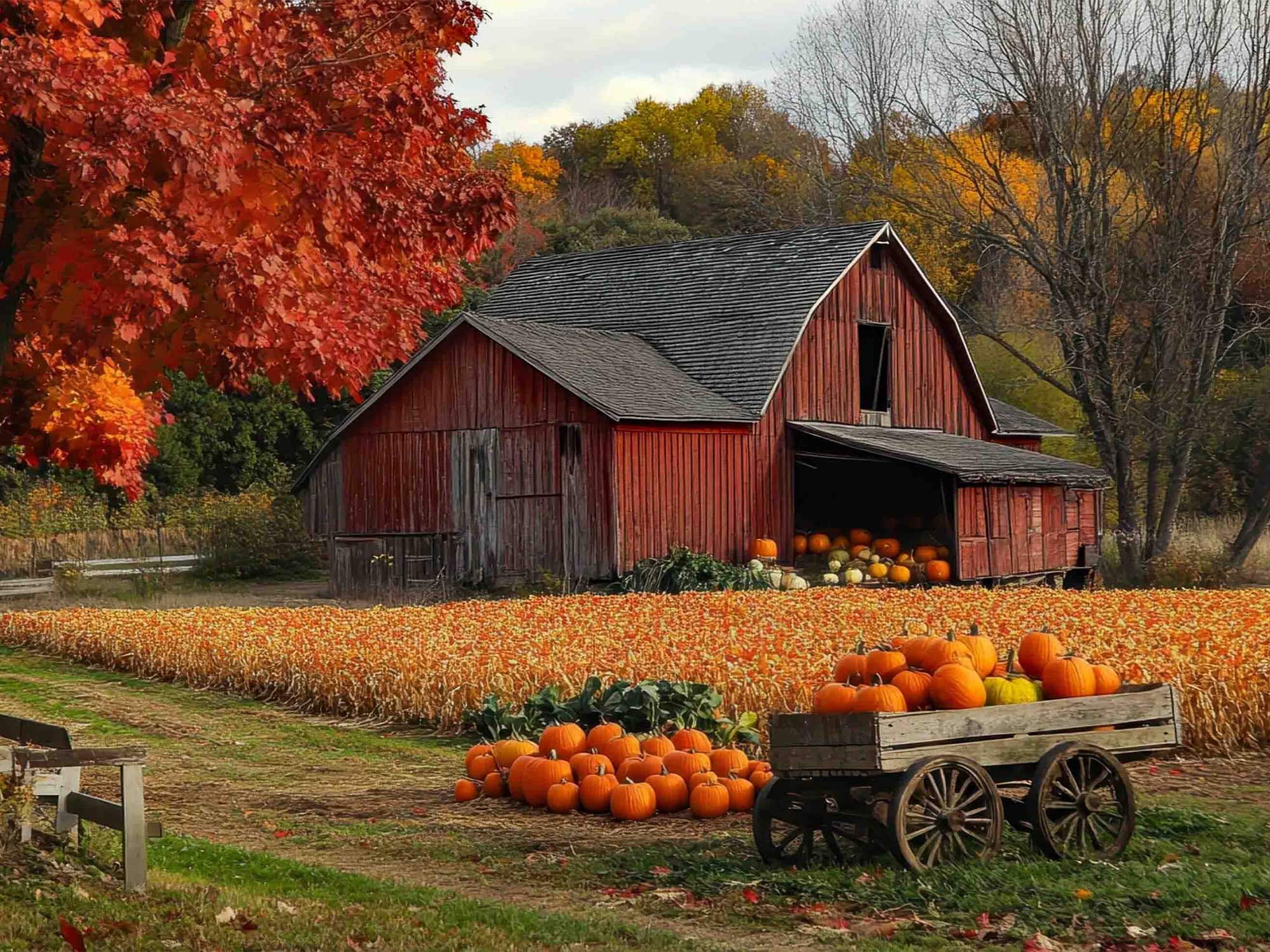 red barn in the fall in dry creek vineyards sonoma county