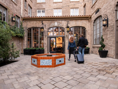 visitors entering the lobby at hotel petaluma in sonoma county
