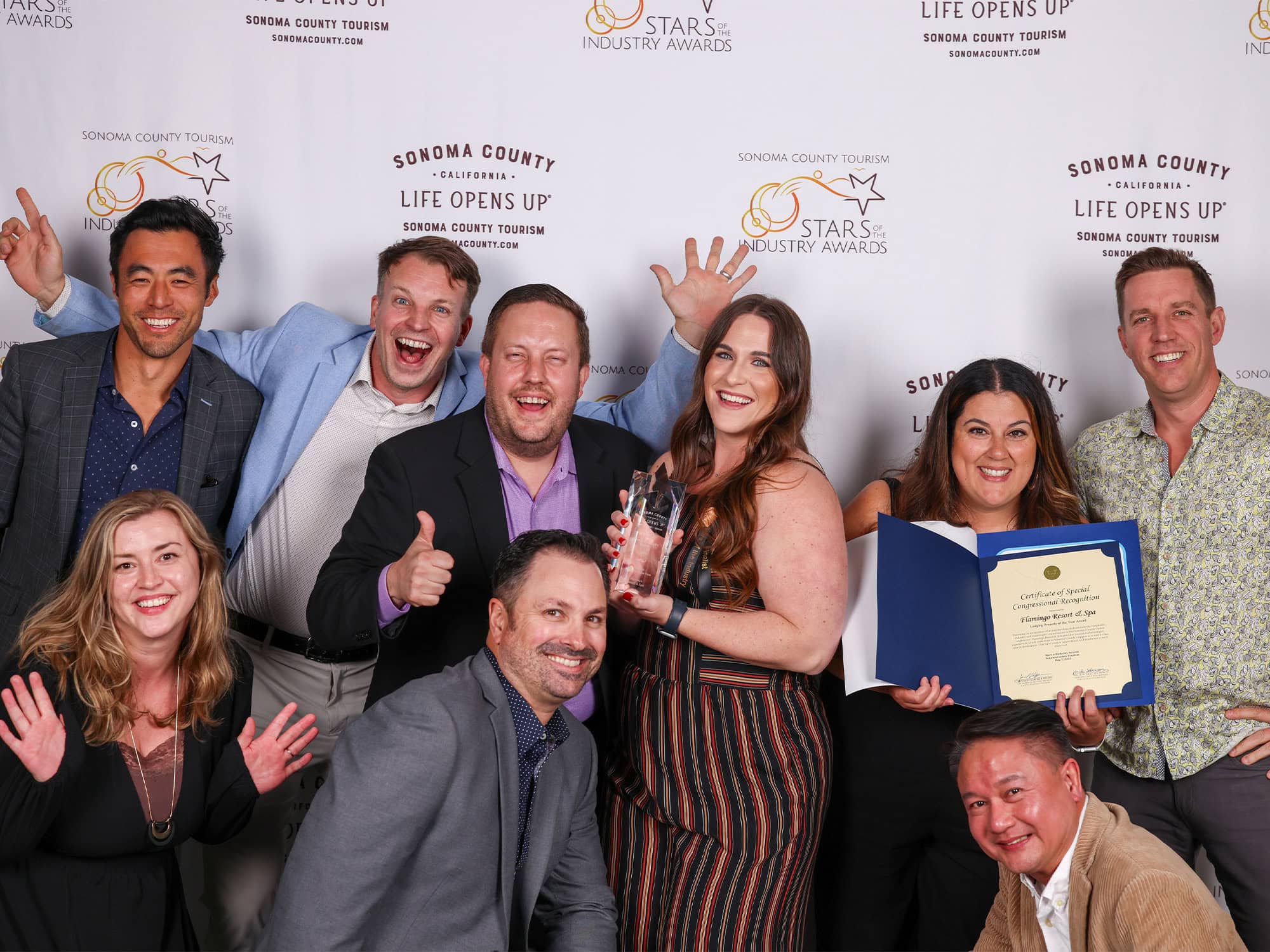 employees of Flamingo resort with their award from stars of the industry 2025