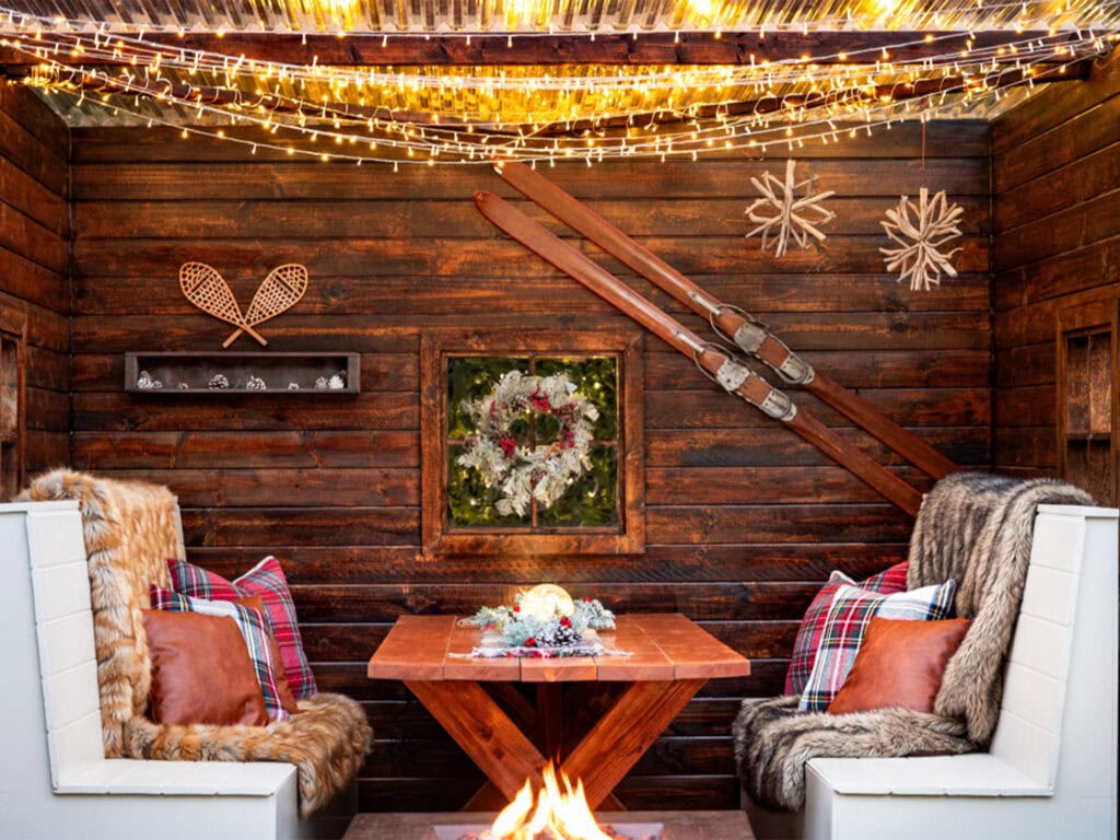 decorated holiday seating for the swiss chalets holiday experience at the fairmont sonoma mission inn