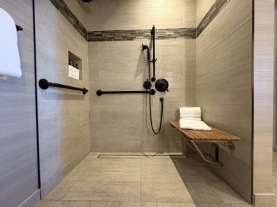 accessible roll in shower at vinarosa resort in sonoma county 