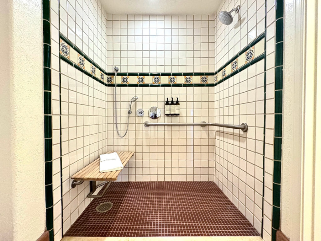 accessible shower at the fairmont sonoma mission inn in sonoma county