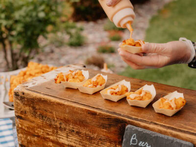 chef preparing cheese curds at passport wine and food festival in sonoma county