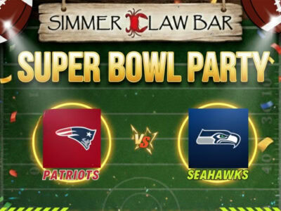 super bowl party flyer at simmer claw bar in sonoma county