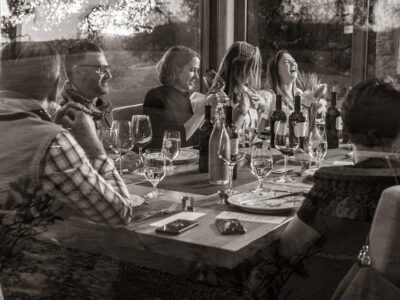 group of people wine tasting at skipstone winery in geyserville