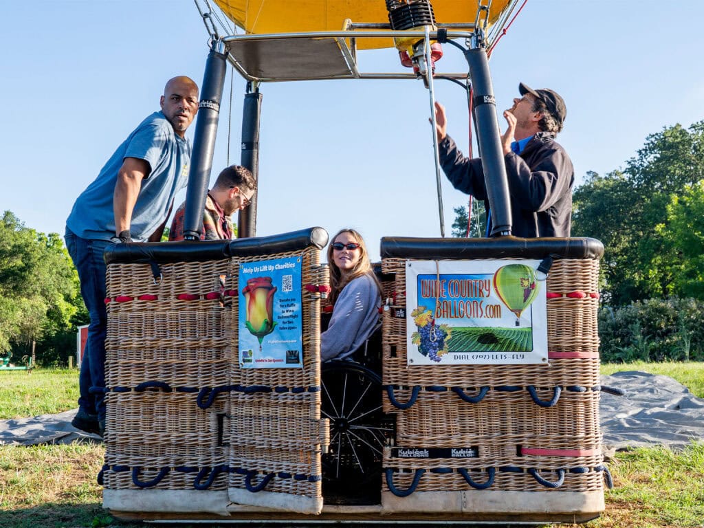 wheelchair user on a hot air balloon ride in sonoma county