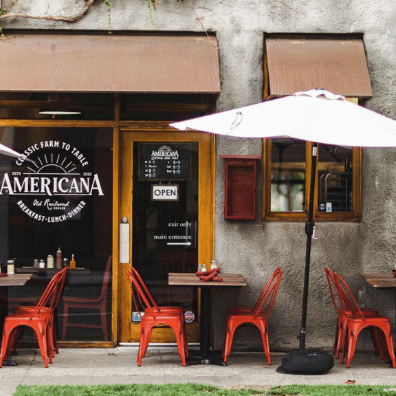outside view of the americana cafe restaurant in santa rosa sonoma county