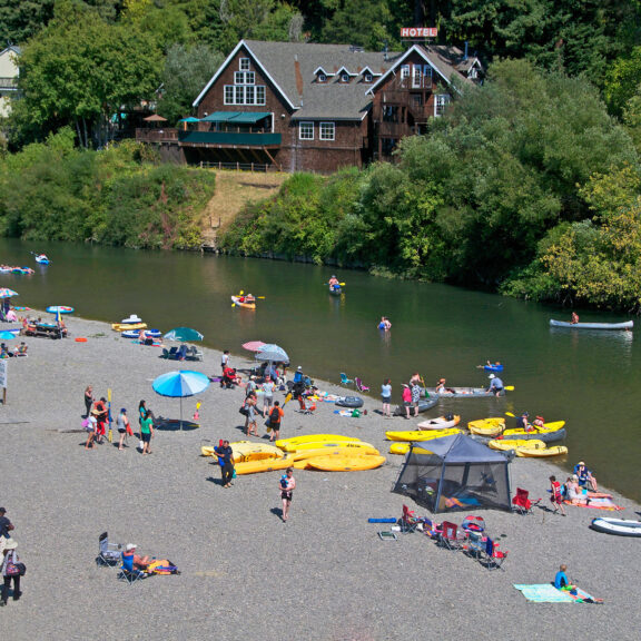 Kayakers and Crowd on Monte Rio Community Beach