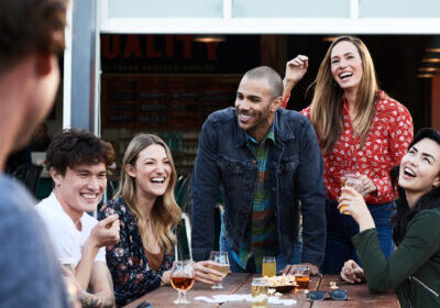 group of friends drinking beer and cider in sonoma county