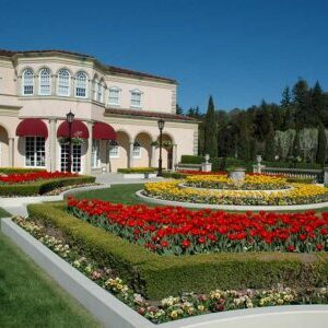 Flower garden outside Ferrari Cara in sonoma County